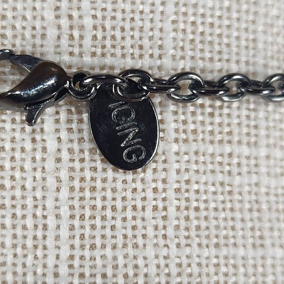 Antique Finish Silver Gold Tone Statement Charm Necklace by ICING Boho Y2K Love - Picture 6 of 7